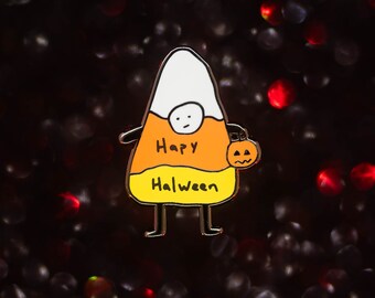Defeated little candy corn man costume enamel pin