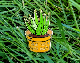 Aloe Vera en maceta Te amo mucho motivador Diciendo Plant Enamel Pin
