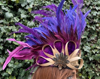 Purple Tahitian feather headband