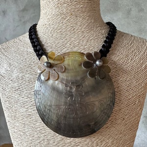 Plumeria shell mother of pearl necklace image 1
