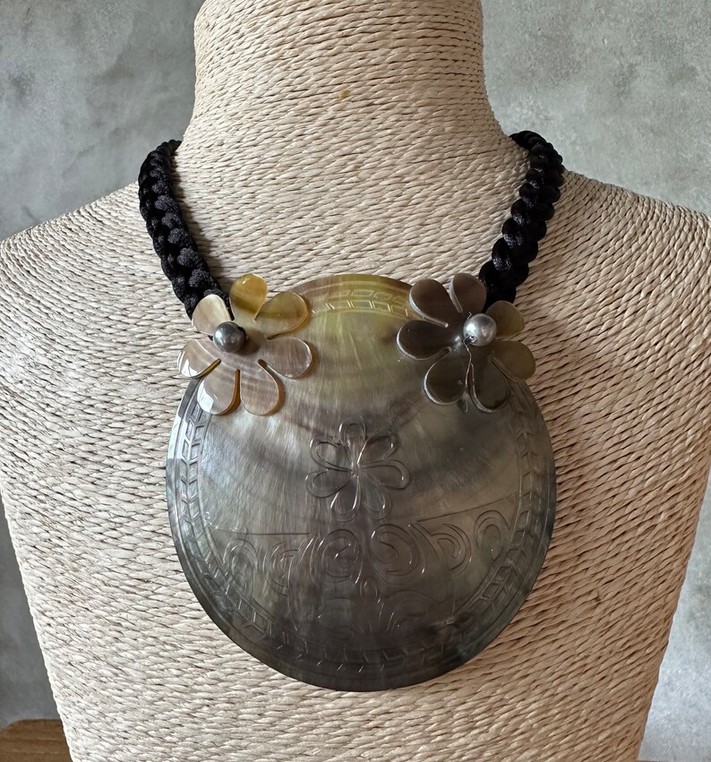 Plumeria shell mother of pearl necklace image 1