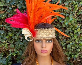 Orange feather headband and necklace