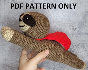PDF PATTERN: Crochet Super Sloth Amigurumi (Digital Download)