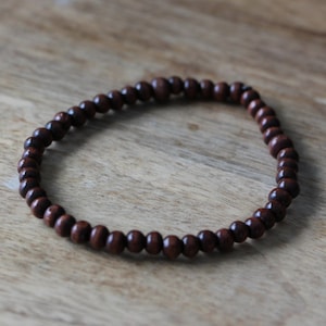 Men&#39;s Beaded Bracelet Small Wood Beads - Dark Brown