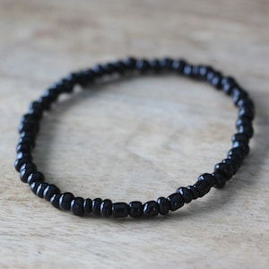 Men&#39;s Beaded Bracelet Small Black Beads