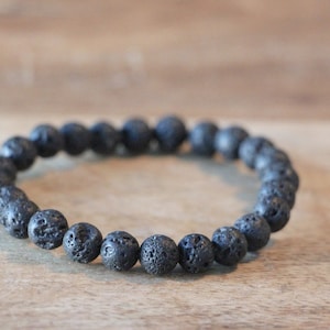 Matte Black Lava Rock Beaded Man Bracelet