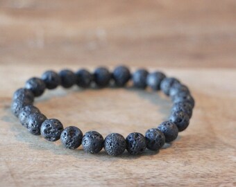 Matte Black Lava Rock Beaded Man Bracelet