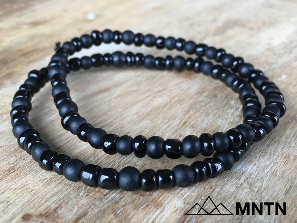 Gloss + Matte Black Bracelet 2-Pack Beaded Bracelet