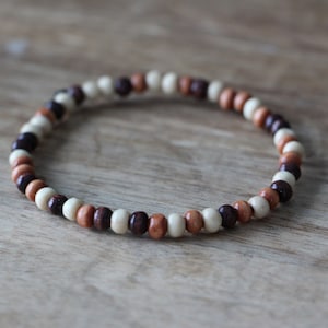 Men&#39;s Beaded Bracelet Small Mulit-Colored Wood Beads