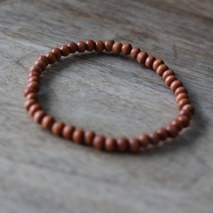 Men&#39;s Beaded Bracelet Small Natural Wood Beads - Light Brown