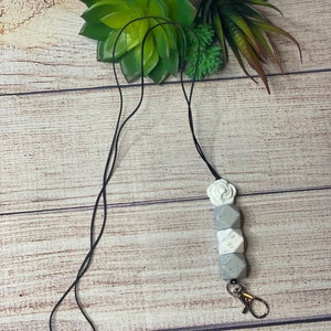 Teacher Lanyard, Flower Lanyard, Silicone Bead Lanyard