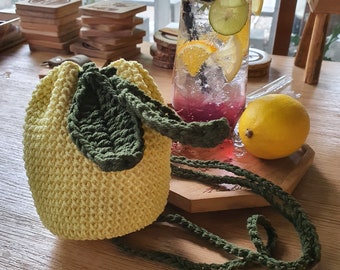 Bourse au crochet en coton Citron.