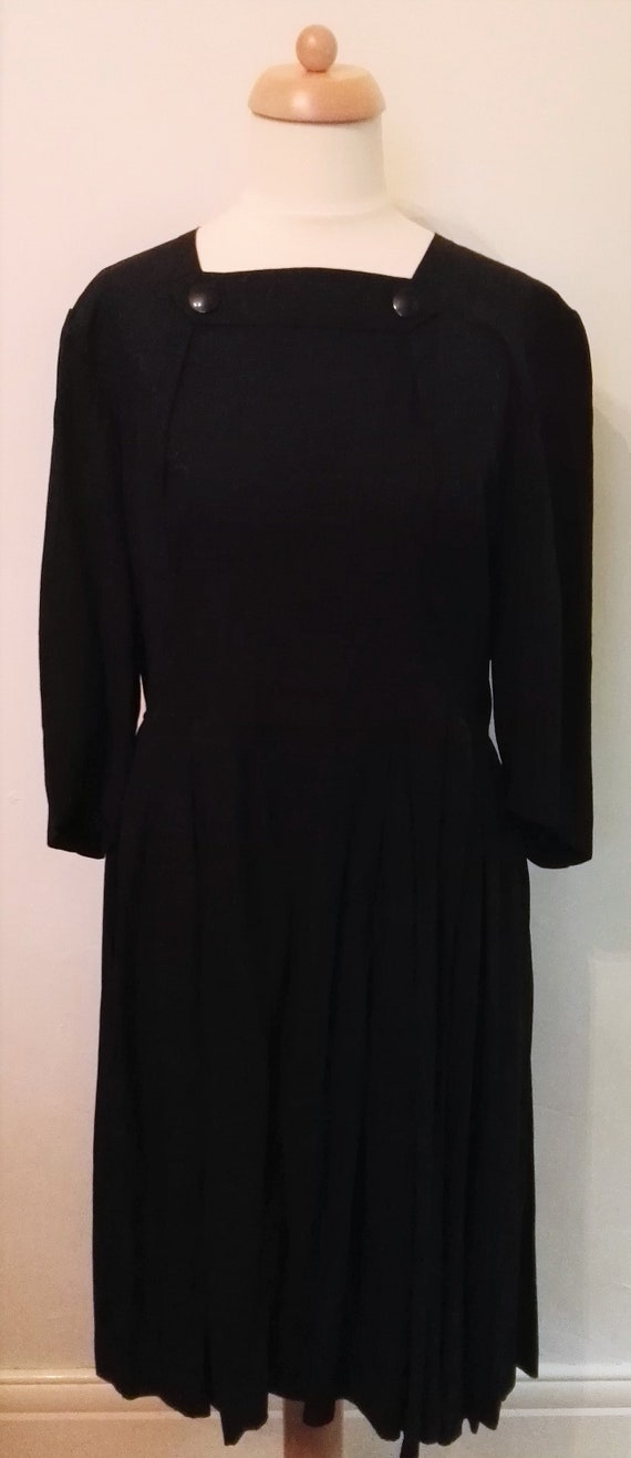 1940's Vintage Black Rayon Dress