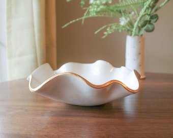 White and Gold Wavy Bowl; Small Wavy Bowl;