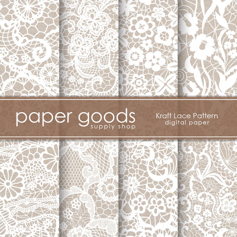 Lace Digital Paper Lace Scrapbook Paper Kraft Lace Digital Etsy Canada