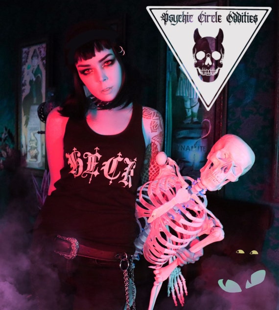 Women’s cut- ‘Heck’ racerback black tank top.