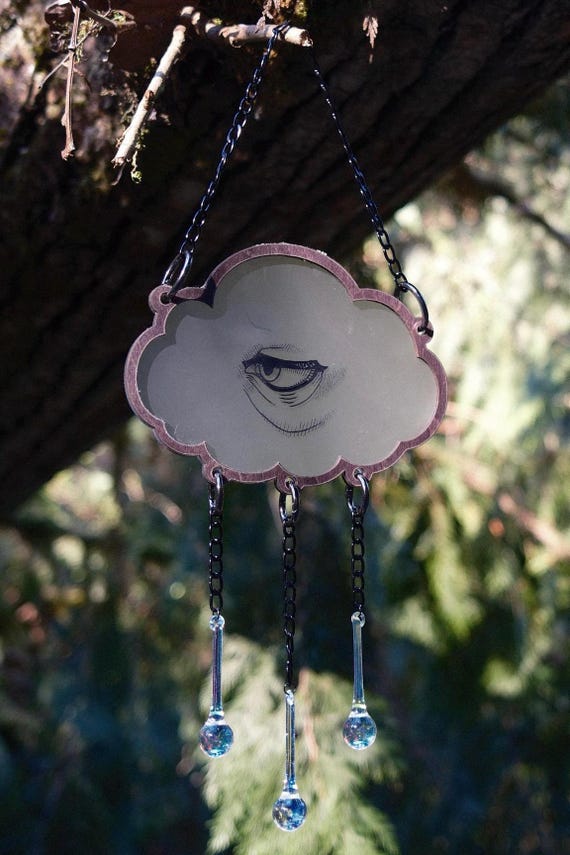 Weeping sky – Gothic Cloud Sun Catcher, Rainbow Maker, Occult Home Decor, Witchy Window Hanging, Unique Dark Academia Gift
