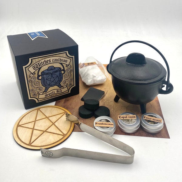 Witches cauldron- spell kit! Everything you need to get started using your cauldron! Occult horror gift!