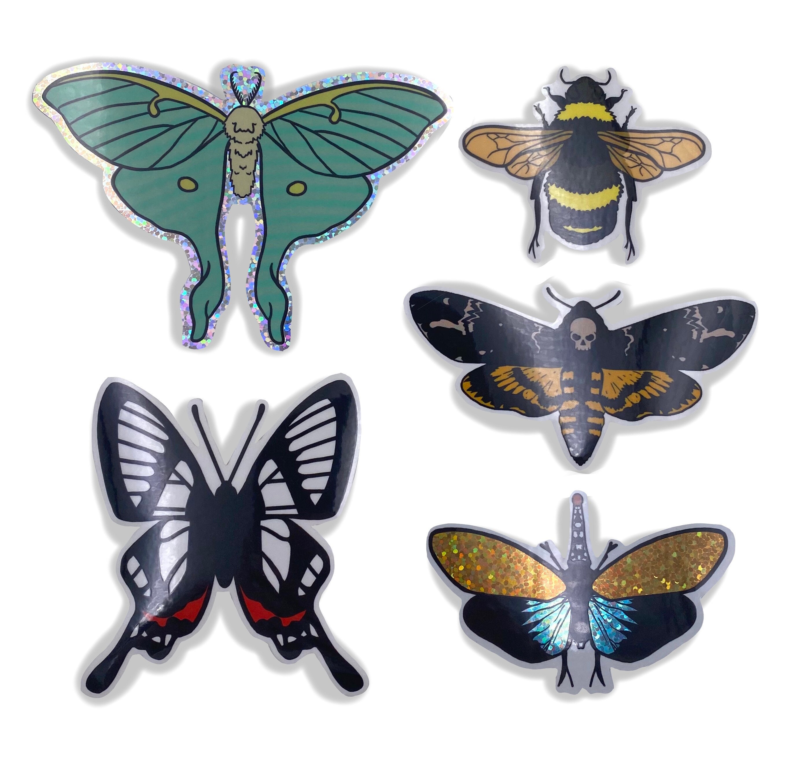 Buggy friend sticker set #1 - comes with 5 LARGE holographic or glitter ...