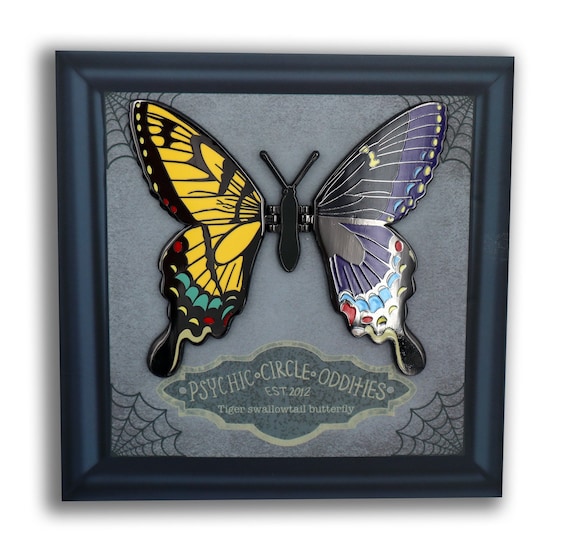 Gynandromorph Tiger swallowtail butterfly- moving wing enamel pin!