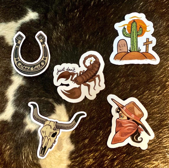 Western heart sticker pack! Waterproof and scratch resistant! Vinyl!
