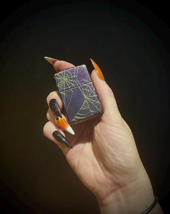The Widow’s Web | Color Shift Zippo Lighter | engraved gothic horror gift | Halloween 2026