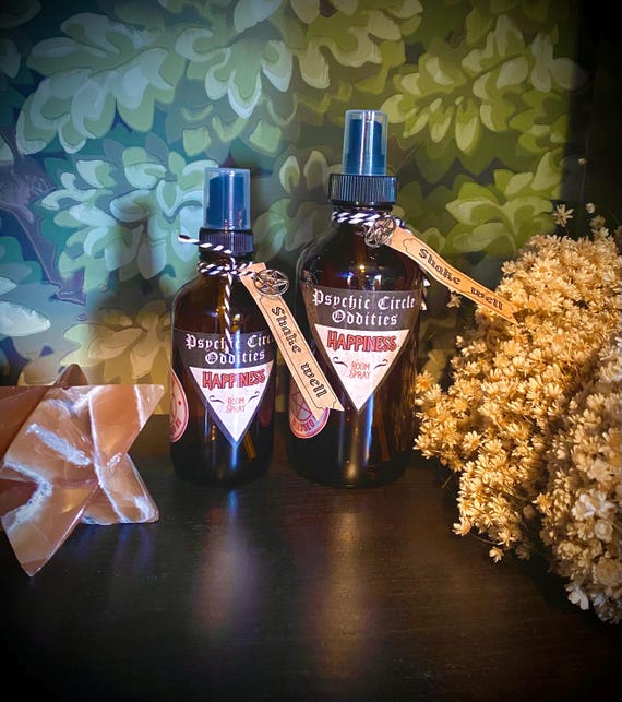 Happiness spell room spray!! Made from real spell book research! Grapefruit, mandarin, lemon, peach, orange, and vanilla scented!
