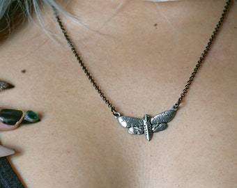 Deaths head hawk moth necklace with chain- great gift!