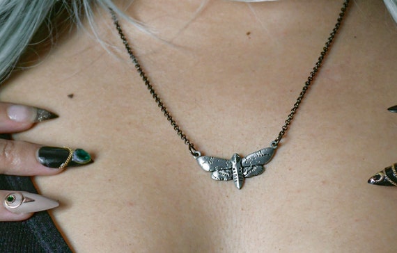 Deaths head hawk moth necklace with chain- great gift!