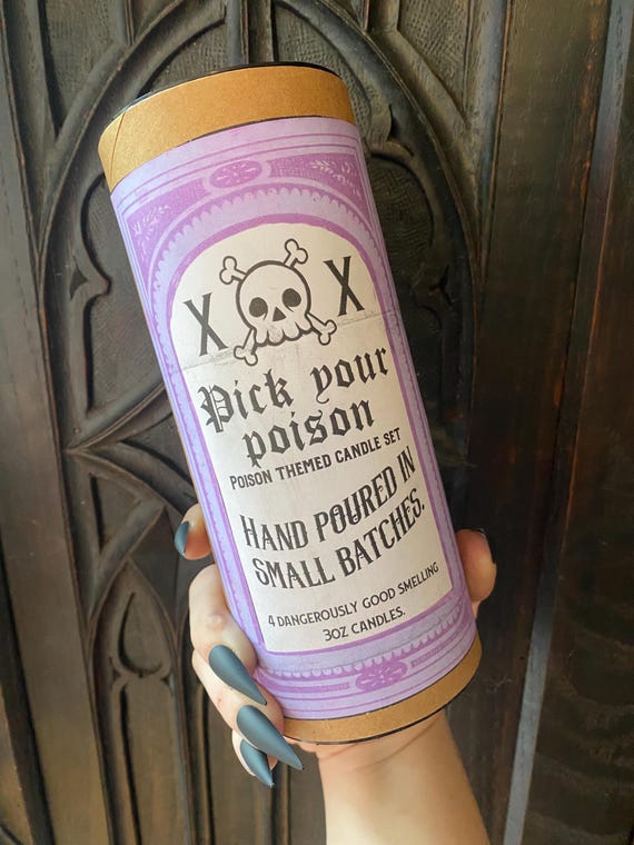 Pick Your Poison! curious poison scented candle set! dangerously good smelling! great gothic Halloween gift
