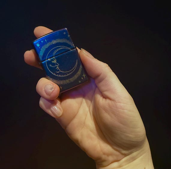 Nocturne prophecy zippo engraved lighter! Iridescent moon! Great gothic gift!