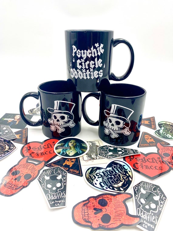 Psychic circle logo mug! Gothic horror meets fancy death! Great gift! DISHWASHER SAFE