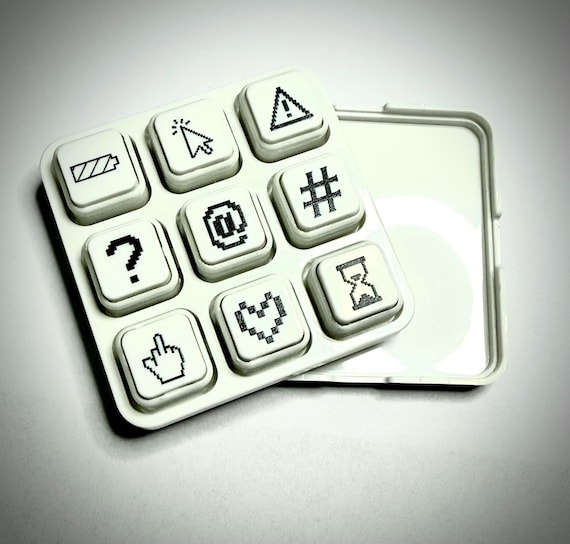 Y2K Computer Icon Stamp Set – 9-in-1 Self Inking Stamps | Pixel Heart, Cursor, Hashtag, Emo Icons | Scrapbook, Journal, Planner Stamps