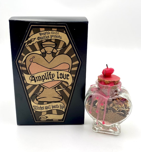 Amplify Love- bring more affection and adoration into your life! DIY spell bottle kit, Make your own witch spellcraft! Fun gothic gift!