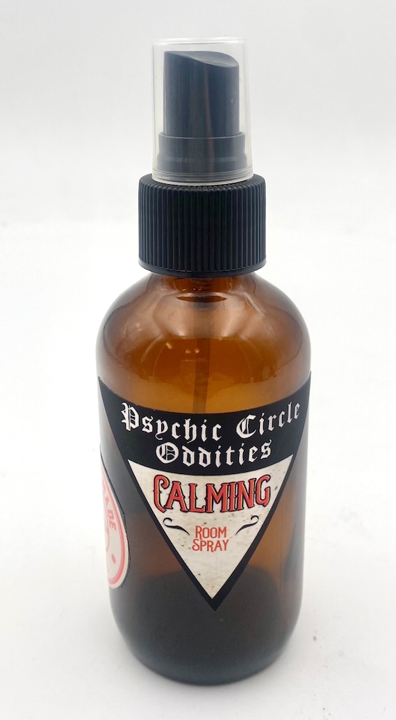 Calming and stress relieving room spray! Made from real spell book research! Lemon balm, yarrow, lavender, chamomile.