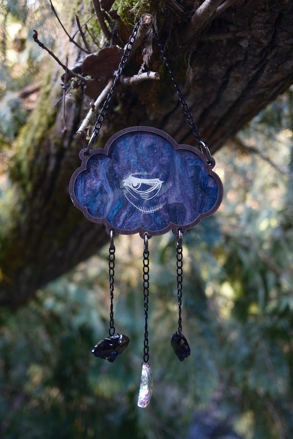 Lurking in the fog – Gothic Cloud Sun Catcher, Rainbow Maker, Occult Home Decor, Witchy Window Hanging, Unique Dark Academia Gift