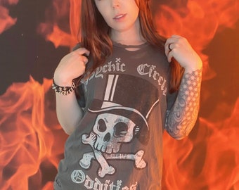 Psychic circle oddities logo shirt- distressed and ripped! Unisex!