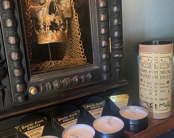 Dark historical candles- a little bit of everything set! 4x 3oz tin candles!