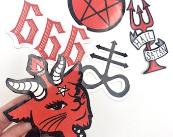 Hail Satan- ¡Juego de pegatinas de 5 piezas! Ocultismo, satanismo, bruja