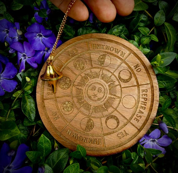 Sunseer Pendulum & Divination Board - engraved wood and heavy metal pendulum kit