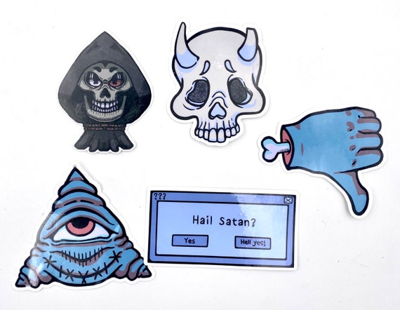 Grim web surfer sticker pack! HUGE vinyl waterproof stickers! Great gothic gift!