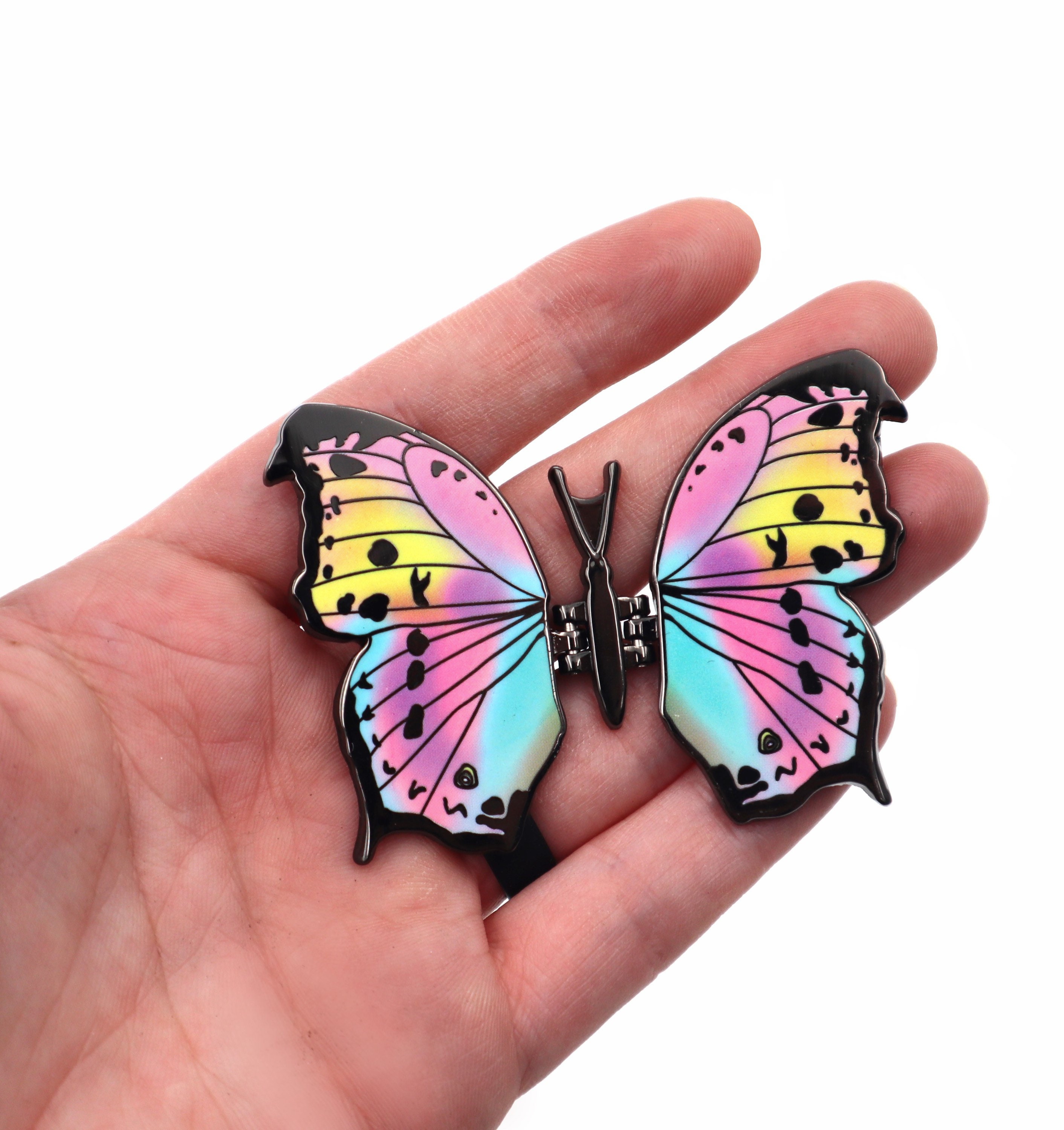 Muylinda Blue White Pink Color Butterfly Pins Enamel Butterfly Pearl Pins  Metal Insect Brooch For Women