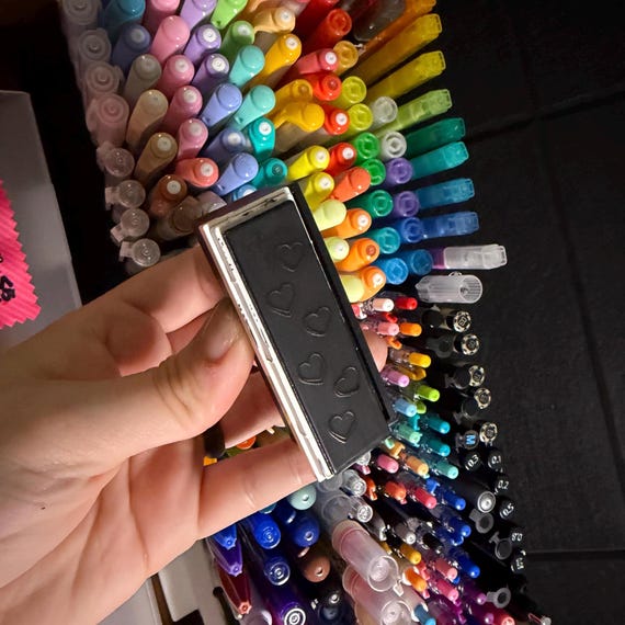 Candy Heart Strand Self-Inking Stamp – 60mm Valentine Candy Hearts Border Stamp w/ Refillable Ink