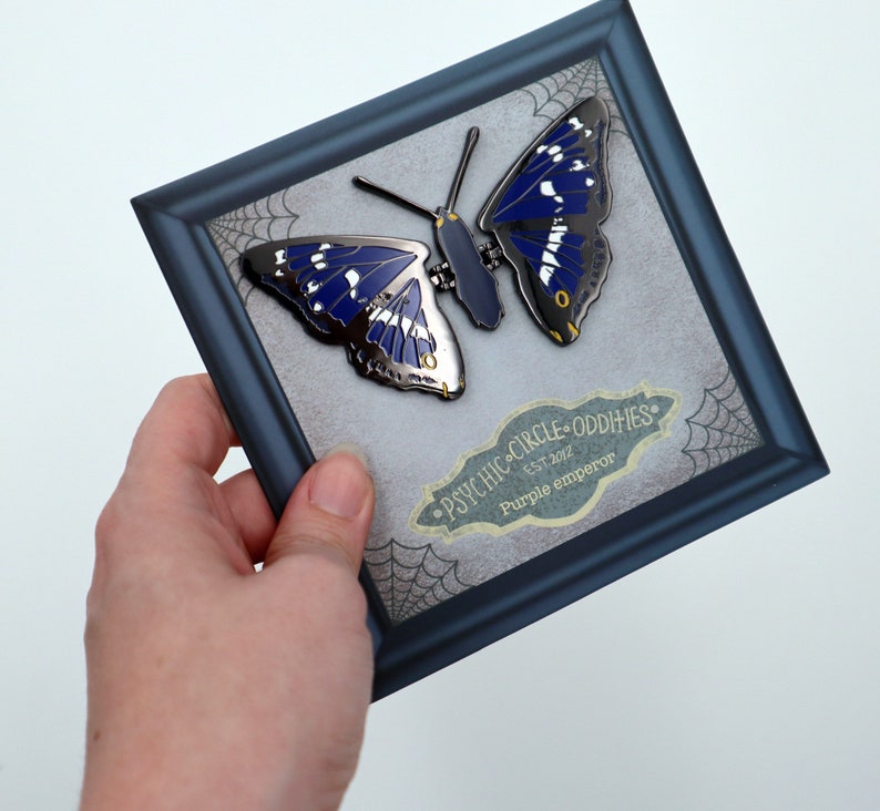 The purple emperor corpse butterfly moving wing enamel pin image 5