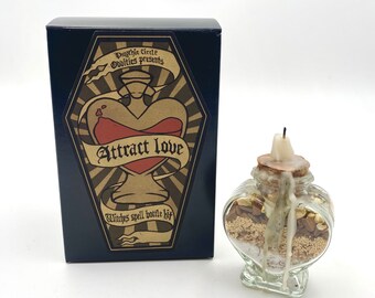 Attract Love- DIY spell bottle kit! Make your own witch spellcraft! Fun gothic gift!