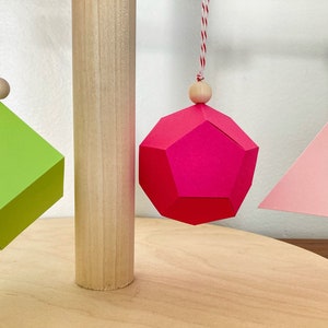 Geometric paper ornaments / set of 3 lime & pinks