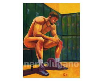 Original Hand painted Oil Painting on canvas Erotic Male Man Gay