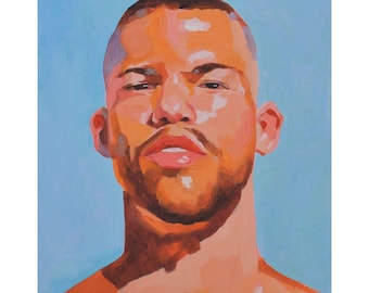 Original Hand painted Oil Painting on canvas Male Portrait  Man Gay
