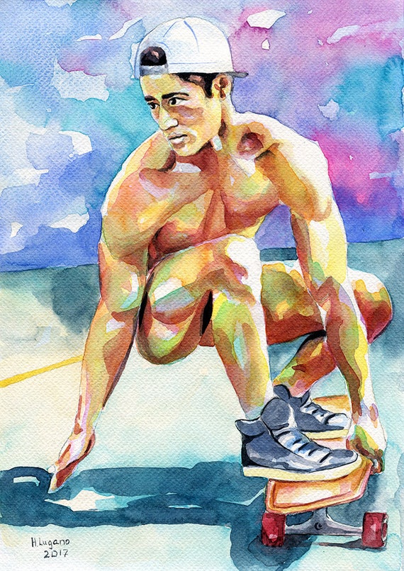 Beach gay male nude painting sculpture