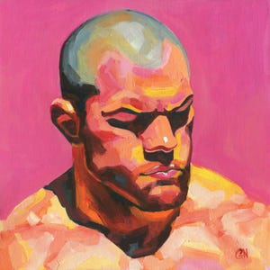 Pintura al óleo original pintada a mano sobre lienzo Retrato masculino Hombre gay